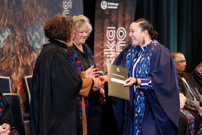 Photo from the TWoA Tāmaki Makaurau 2023 Graduations (Ceremony 6 @ 8pm), held at the Due Drop Events Centre, Manukau, Auckland, New Zealand on Thursday, 8 June, 2023. Photo: Mike Walen / KeyImagery Photography. Copyright: © Te Wānanga o Aotearoa.