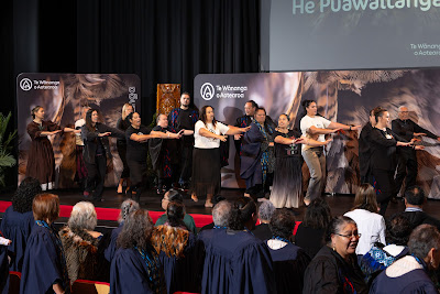 Photo from the TWoA Whirikoka 2024 Graduation (Gisborne), held at the War Memorial Theatre, Gisborne, East Coast, New Zealand on Wednesday, 16 April, 2025. Photo by Alick Saunders for KeyImagery Photography. Copyright: © 2025 Te Wānanga o Aotearoa.