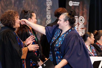 Photo from the TWoA Tāmaki Makaurau 2023 Graduations (Ceremony 6 @ 8pm), held at the Due Drop Events Centre, Manukau, Auckland, New Zealand on Thursday, 8 June, 2023. Photo: Mike Walen / KeyImagery Photography. Copyright: © Te Wānanga o Aotearoa.