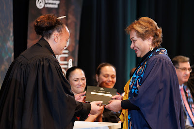 Photo from the TWoA Tāmaki Makaurau 2023 Graduations (Ceremony 6 @ 8pm), held at the Due Drop Events Centre, Manukau, Auckland, New Zealand on Thursday, 8 June, 2023. Photo: Mike Walen / KeyImagery Photography. Copyright: © Te Wānanga o Aotearoa.
