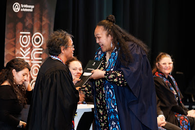 Photo from the TWoA Tāmaki Makaurau 2023 Graduations (Ceremony 5 @ 3pm), held at the Due Drop Events Centre, Manukau, Auckland, New Zealand on Thursday, 8 June, 2023. Photo: Mike Walen / KeyImagery Photography. Copyright: © Te Wānanga o Aotearoa.