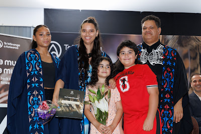 Photo from the TWoA Te Tai Tokerau (Kaitaia) 2025 Graduation held at Te Kura Kaupapa Maori o Pukemiro in Kaitaia, Northland, New Zealand on Monday, 14 April, 2025. Photo by Mike Walen / KeyImagery Photography. Copyright: © 2025 Te Wānanga o Aotearoa.