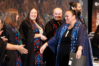 Photo from the TWoA Tāmaki Makaurau 2023 Graduations (Ceremony 5 @ 3pm), held at the Due Drop Events Centre, Manukau, Auckland, New Zealand on Thursday, 8 June, 2023. Photo: Mike Walen / KeyImagery Photography. Copyright: © Te Wānanga o Aotearoa.