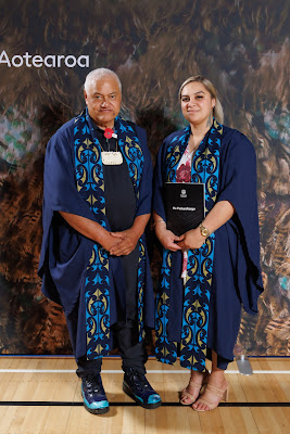 Studio photo from the TWoA Tainui 2023 Graduations (Ceremony 2 - Wednesday Afternoon), held at Hamilton Boys High School, Hamilton, Waikato, New Zealand on Wednesday, 19 April 2023. Photo: Mike Walen / KeyImagery Photography. Copyright: © Te Wananga o Aotearoa.
