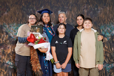 Studio photo from the TWoA Tainui 2023 Graduations (Ceremony 3 - Thursday Morning), held at Hamilton Boys High School, Hamilton, Waikato, New Zealand on Thursday, 20 April, 2023. Photo: Mike Walen / KeyImagery Photography. Copyright: © Te Wānanga o Aotearoa.