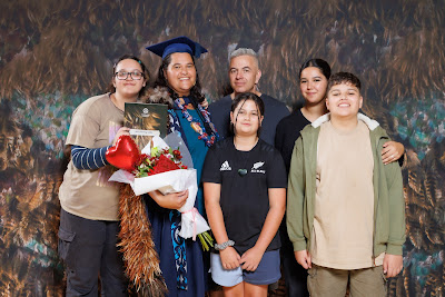 Studio photo from the TWoA Tainui 2023 Graduations (Ceremony 3 - Thursday Morning), held at Hamilton Boys High School, Hamilton, Waikato, New Zealand on Thursday, 20 April, 2023. Photo: Mike Walen / KeyImagery Photography. Copyright: © Te Wānanga o Aotearoa.