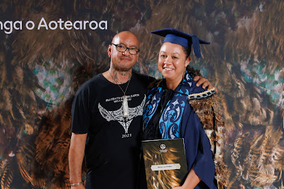 Studio photo from the TWoA Tainui 2023 Graduations (Ceremony 3 - Thursday Morning), held at Hamilton Boys High School, Hamilton, Waikato, New Zealand on Thursday, 20 April, 2023. Photo: Mike Walen / KeyImagery Photography. Copyright: © Te Wānanga o Aotearoa.