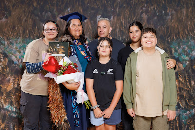 Studio photo from the TWoA Tainui 2023 Graduations (Ceremony 3 - Thursday Morning), held at Hamilton Boys High School, Hamilton, Waikato, New Zealand on Thursday, 20 April, 2023. Photo: Mike Walen / KeyImagery Photography. Copyright: © Te Wānanga o Aotearoa.