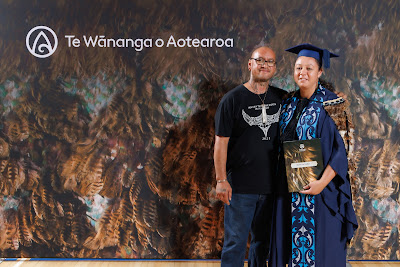 Studio photo from the TWoA Tainui 2023 Graduations (Ceremony 3 - Thursday Morning), held at Hamilton Boys High School, Hamilton, Waikato, New Zealand on Thursday, 20 April, 2023. Photo: Mike Walen / KeyImagery Photography. Copyright: © Te Wānanga o Aotearoa.