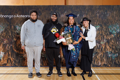 Studio photo from the TWoA Tainui 2023 Graduations (Ceremony 3 - Thursday Morning), held at Hamilton Boys High School, Hamilton, Waikato, New Zealand on Thursday, 20 April, 2023. Photo: Mike Walen / KeyImagery Photography. Copyright: © Te Wānanga o Aotearoa.