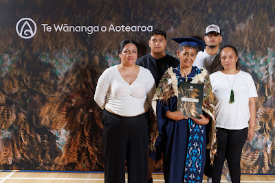 Studio photo from the TWoA Tainui 2023 Graduations (Ceremony 3 - Thursday Morning), held at Hamilton Boys High School, Hamilton, Waikato, New Zealand on Thursday, 20 April, 2023. Photo: Mike Walen / KeyImagery Photography. Copyright: © Te Wānanga o Aotearoa.