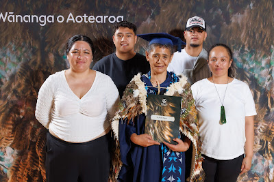 Studio photo from the TWoA Tainui 2023 Graduations (Ceremony 3 - Thursday Morning), held at Hamilton Boys High School, Hamilton, Waikato, New Zealand on Thursday, 20 April, 2023. Photo: Mike Walen / KeyImagery Photography. Copyright: © Te Wānanga o Aotearoa.