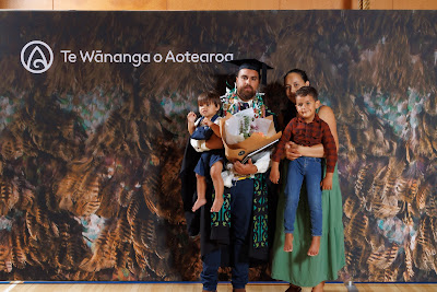 Studio photo from the TWoA Tainui 2023 Graduations (Ceremony 3 - Thursday Morning), held at Hamilton Boys High School, Hamilton, Waikato, New Zealand on Thursday, 20 April, 2023. Photo: Mike Walen / KeyImagery Photography. Copyright: © Te Wānanga o Aotearoa.