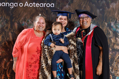 Studio photo from the TWoA Tainui 2023 Graduations (Ceremony 3 - Thursday Morning), held at Hamilton Boys High School, Hamilton, Waikato, New Zealand on Thursday, 20 April, 2023. Photo: Mike Walen / KeyImagery Photography. Copyright: © Te Wānanga o Aotearoa.
