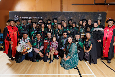 Studio photo from the TWoA Tainui 2023 Graduations (Ceremony 3 - Thursday Morning), held at Hamilton Boys High School, Hamilton, Waikato, New Zealand on Thursday, 20 April, 2023. Photo: Mike Walen / KeyImagery Photography. Copyright: © Te Wānanga o Aotearoa.