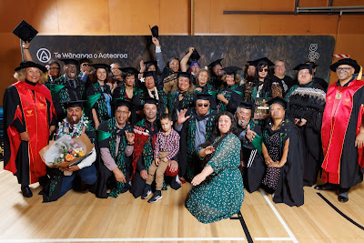 Studio photo from the TWoA Tainui 2023 Graduations (Ceremony 3 - Thursday Morning), held at Hamilton Boys High School, Hamilton, Waikato, New Zealand on Thursday, 20 April, 2023. Photo: Mike Walen / KeyImagery Photography. Copyright: © Te Wānanga o Aotearoa.