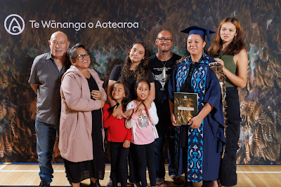 Studio photo from the TWoA Tainui 2023 Graduations (Ceremony 3 - Thursday Morning), held at Hamilton Boys High School, Hamilton, Waikato, New Zealand on Thursday, 20 April, 2023. Photo: Mike Walen / KeyImagery Photography. Copyright: © Te Wānanga o Aotearoa.