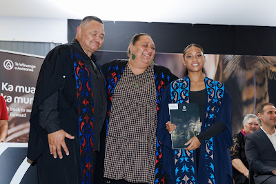 Photo from the TWoA Te Tai Tokerau (Kaitaia) 2025 Graduation held at Te Kura Kaupapa Maori o Pukemiro in Kaitaia, Northland, New Zealand on Monday, 14 April, 2025. Photo by Mike Walen / KeyImagery Photography. Copyright: © 2025 Te Wānanga o Aotearoa.